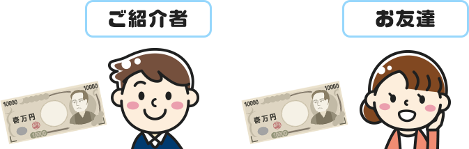 「紹介した方」も「された方」にも1万円のキャッシュバック